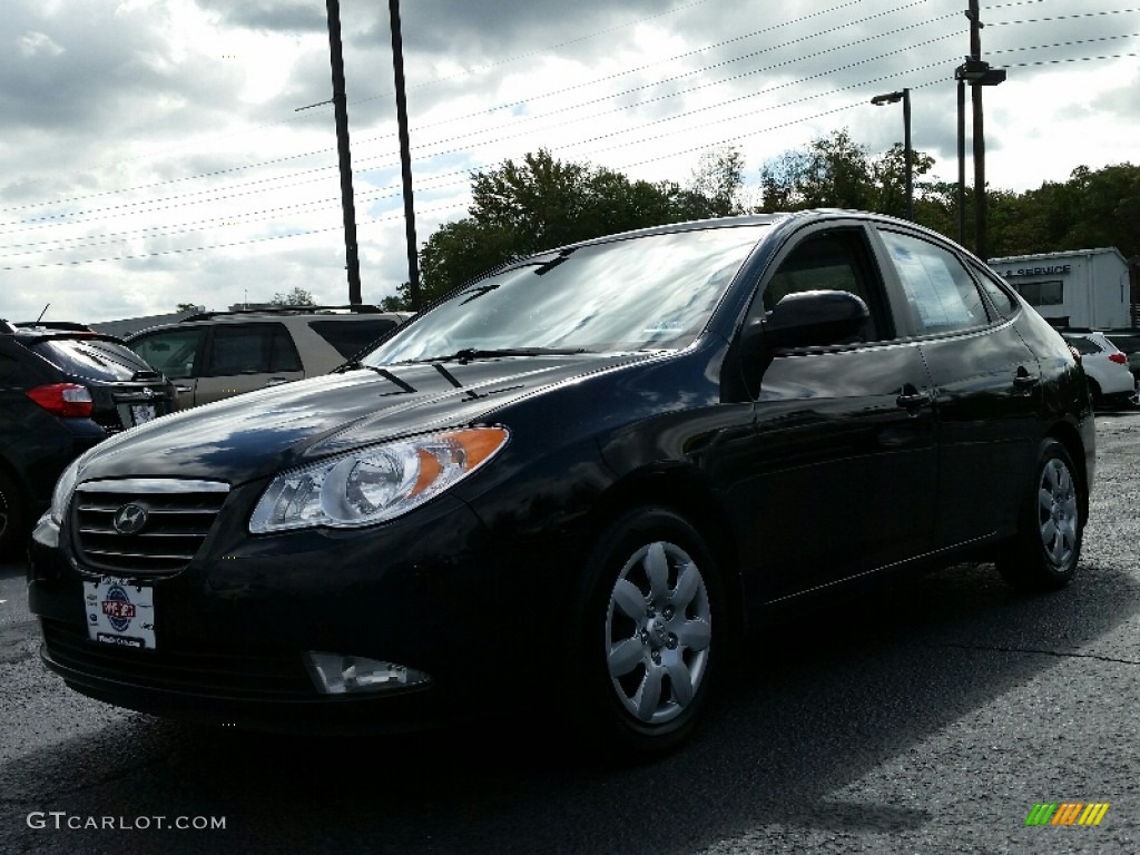 2009 Elantra GLS Sedan - Black Pearl / Gray photo #1