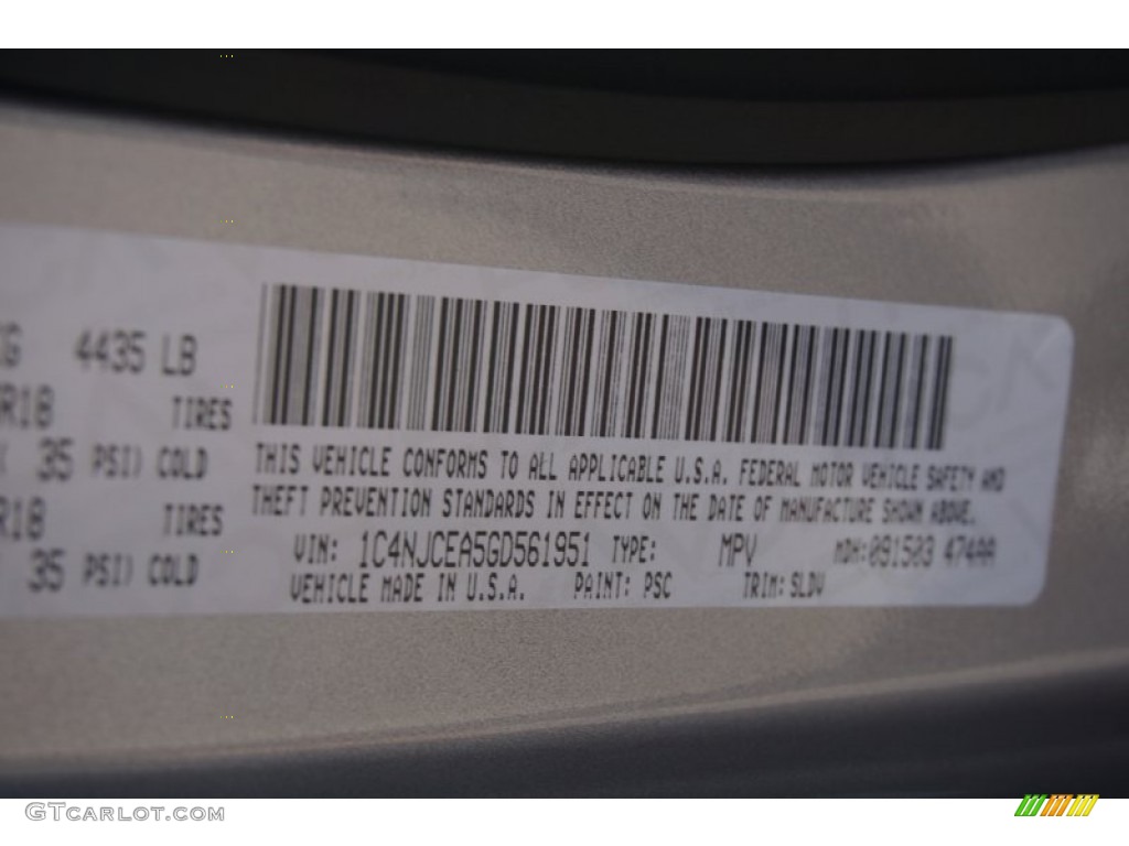 2016 Compass Color Code PSC for Billet Silver Metallic Photo #107744603