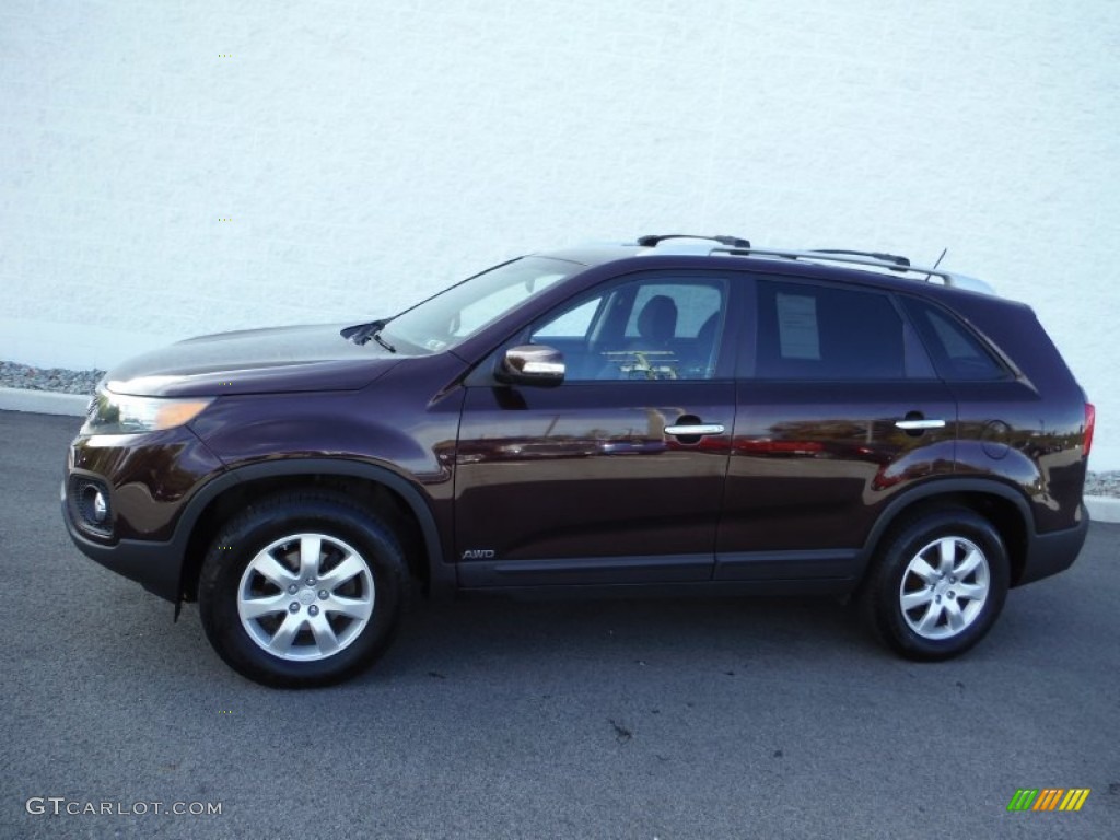 2011 Sorento LX AWD - Dark Cherry / Black photo #2