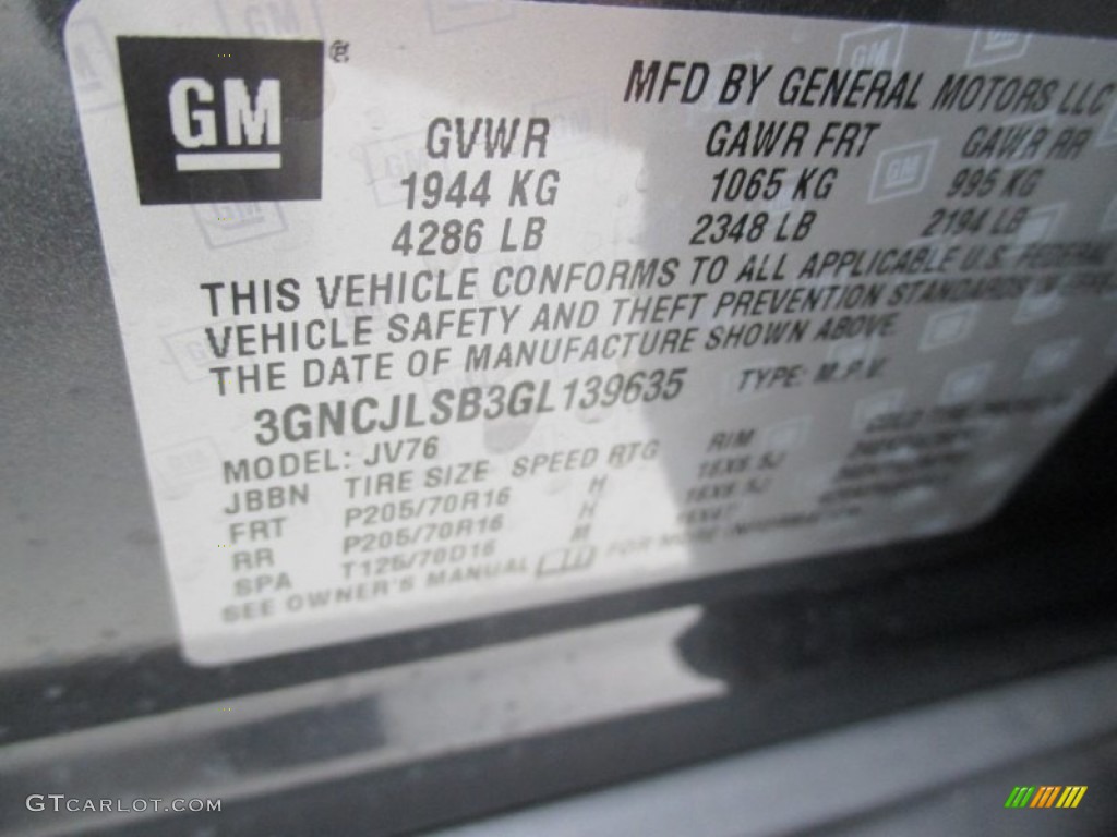 2016 Trax LT - Cyber Gray Metallic / Jet Black photo #19