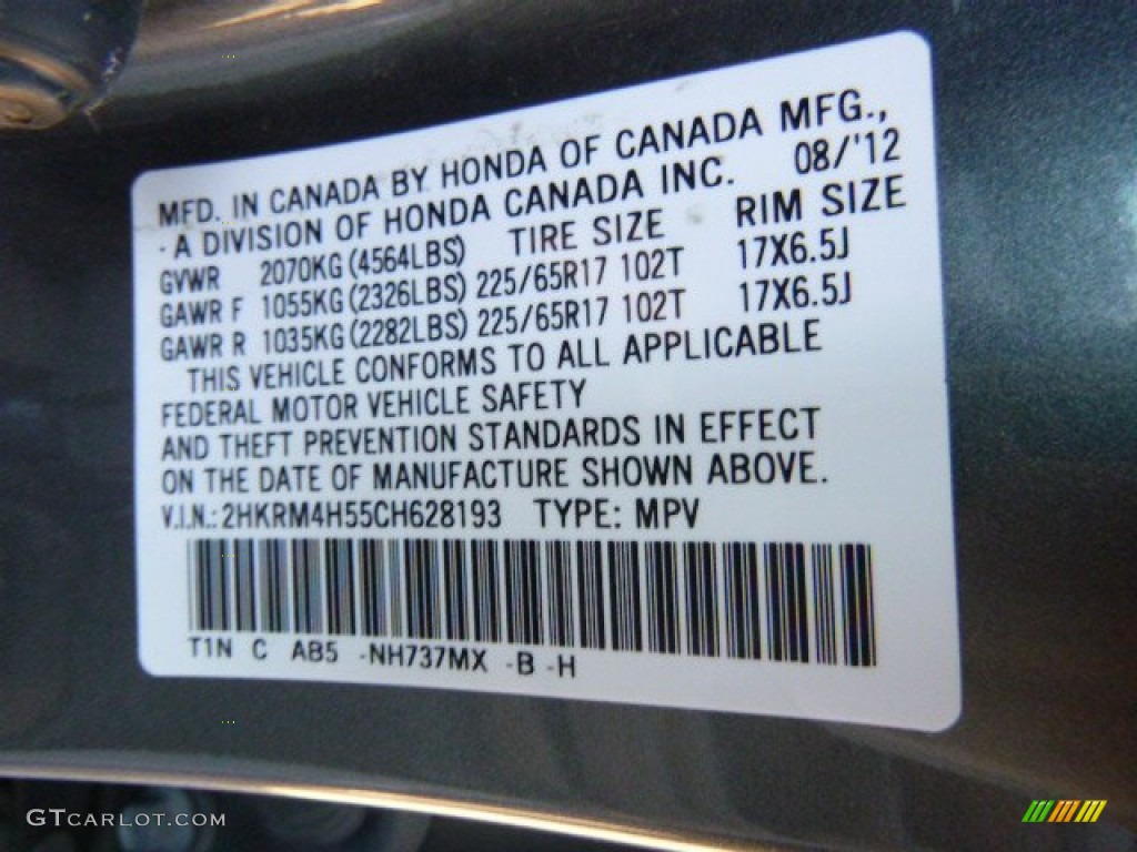 2012 CR-V EX 4WD - Polished Metal Metallic / Gray photo #4