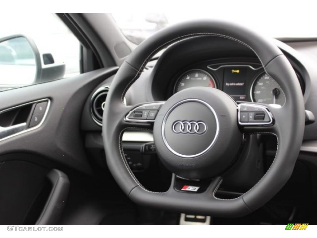 2016 Audi S3 2.0T Premium Plus quattro Black Steering Wheel Photo #107763575