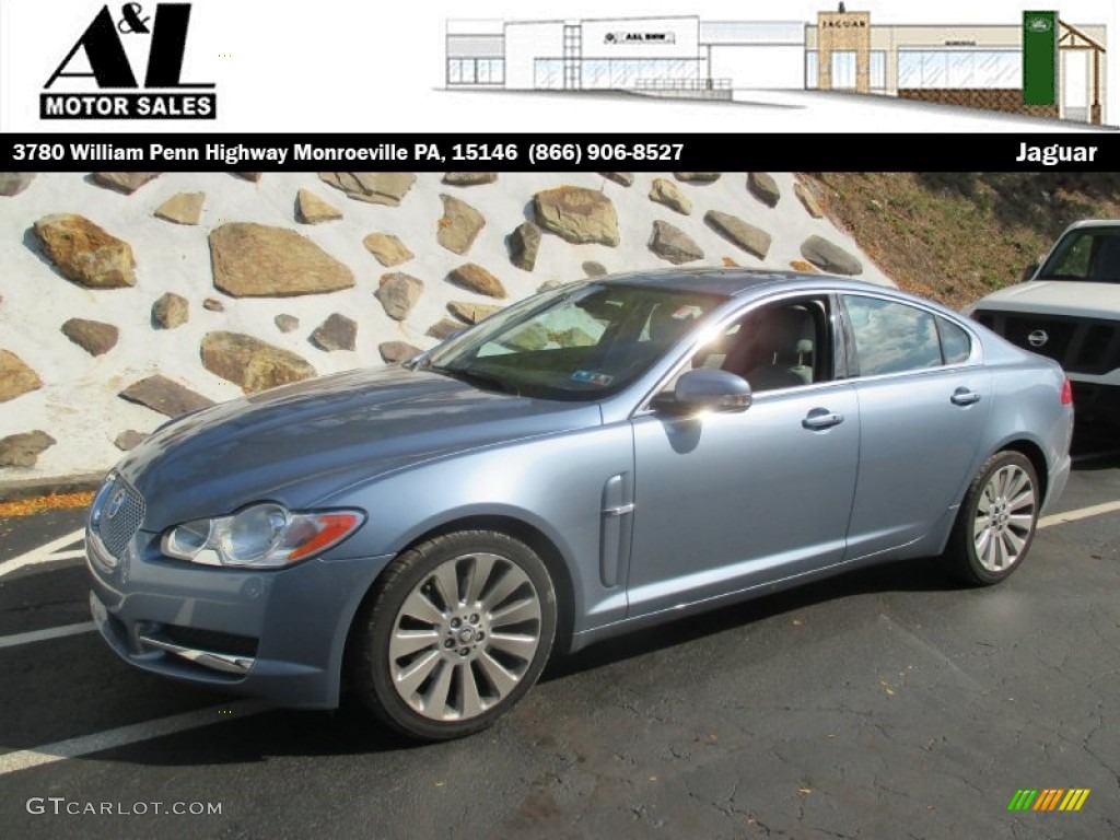 2009 XF Premium Luxury - Frost Blue Metallic / Champagne/Truffle photo #1