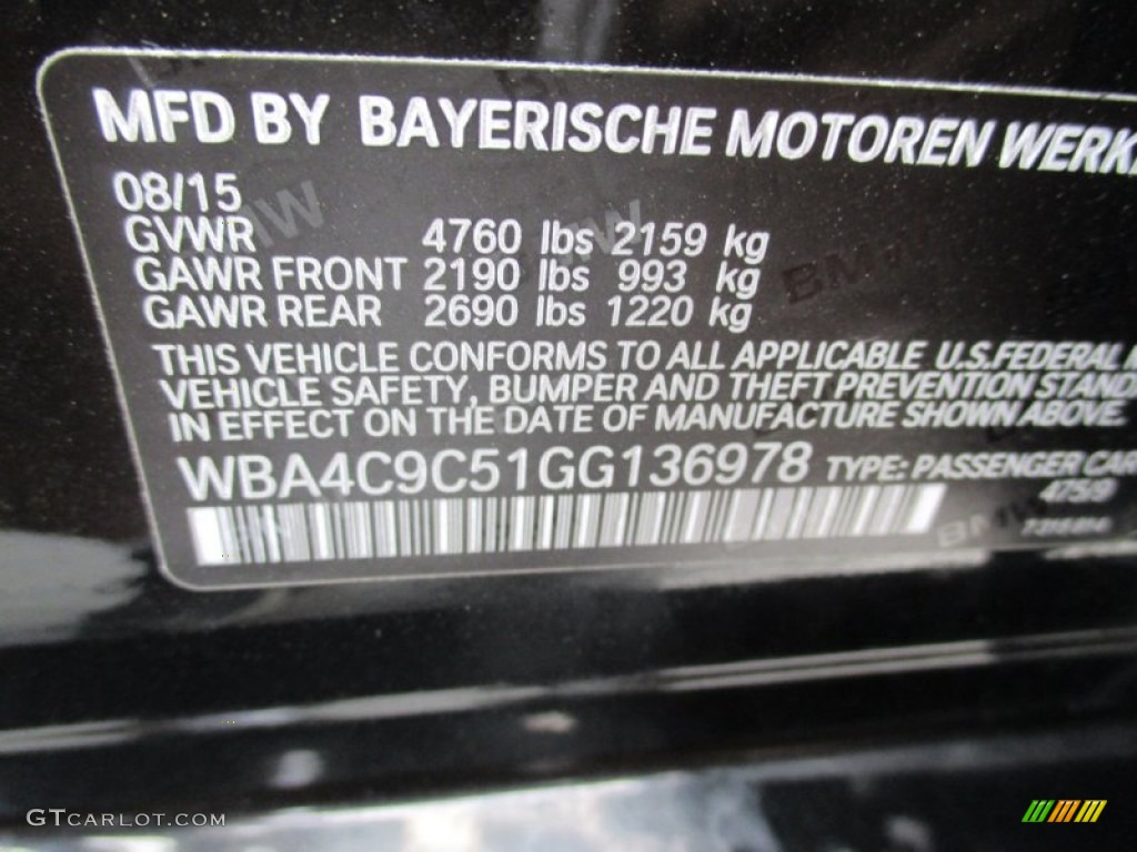 2016 4 Series Color Code 475 for Black Sapphire Metallic Photo #107765657