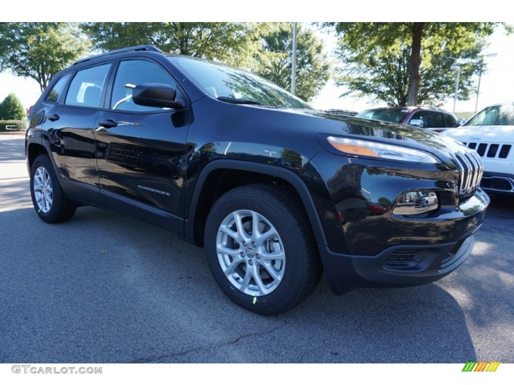 Brilliant Black Crystal Pearl 2016 Jeep Cherokee Sport 4x4 Exterior Photo #107767163