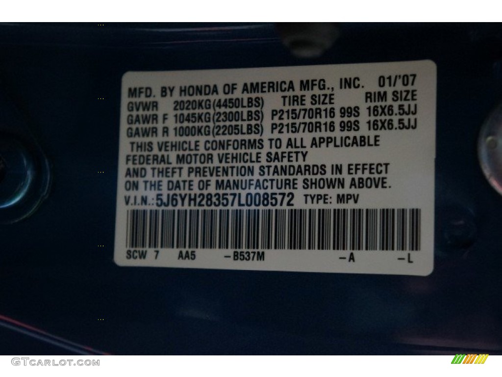 2007 Element LX AWD - Atomic Blue Metallic / Black/Titanium photo #14
