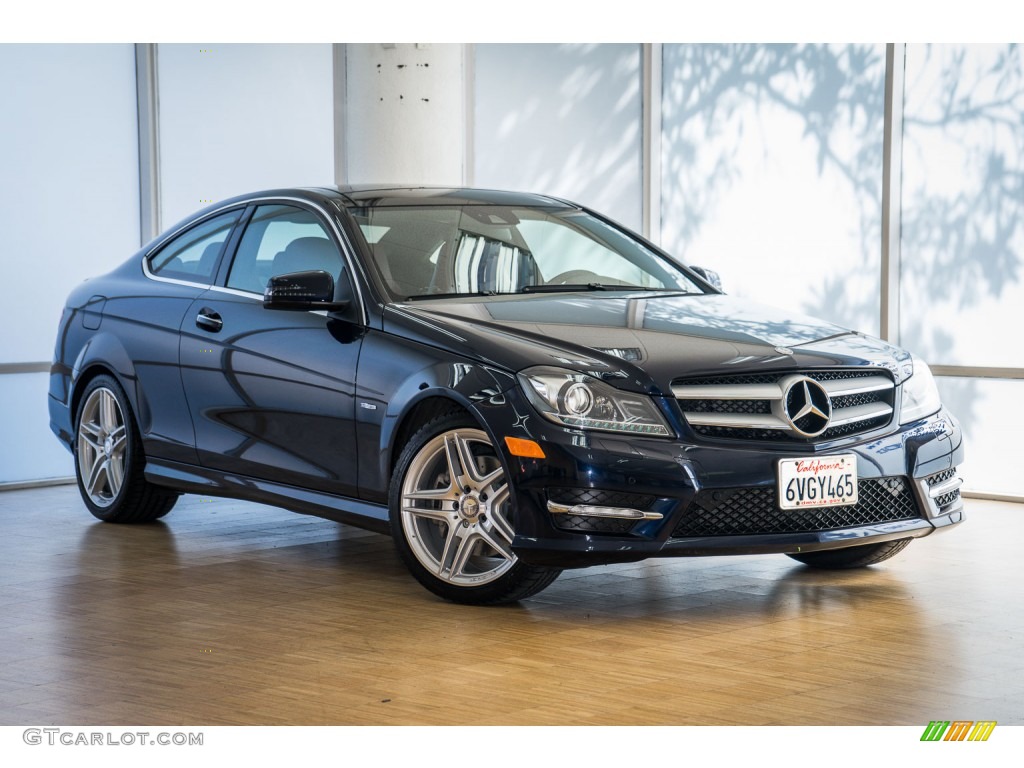 2012 C 350 Coupe - Lunar Blue Metallic / Red photo #1