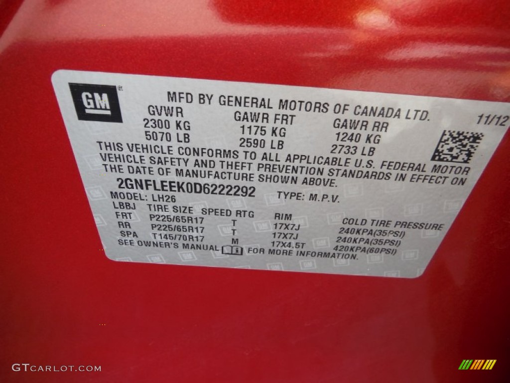 2013 Equinox LT AWD - Crystal Red Tintcoat / Light Titanium/Jet Black photo #34