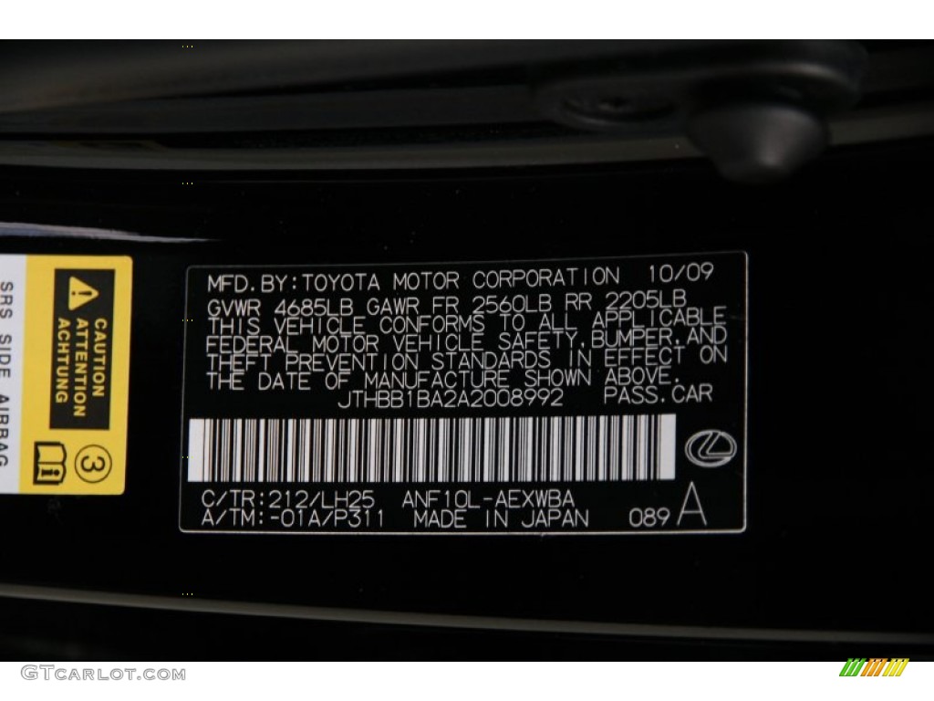 2010 HS 250h Hybrid Premium - Obsidian Black / Black photo #32