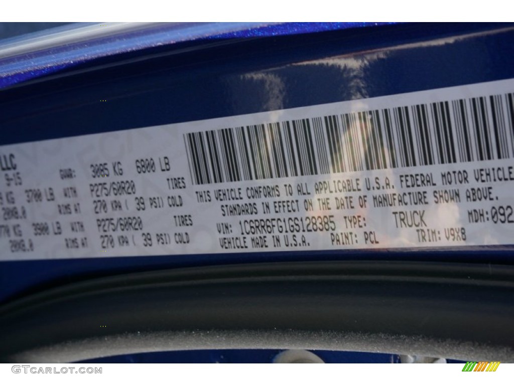 2016 1500 Color Code PCL for Blue Streak Pearl Photo #107801012