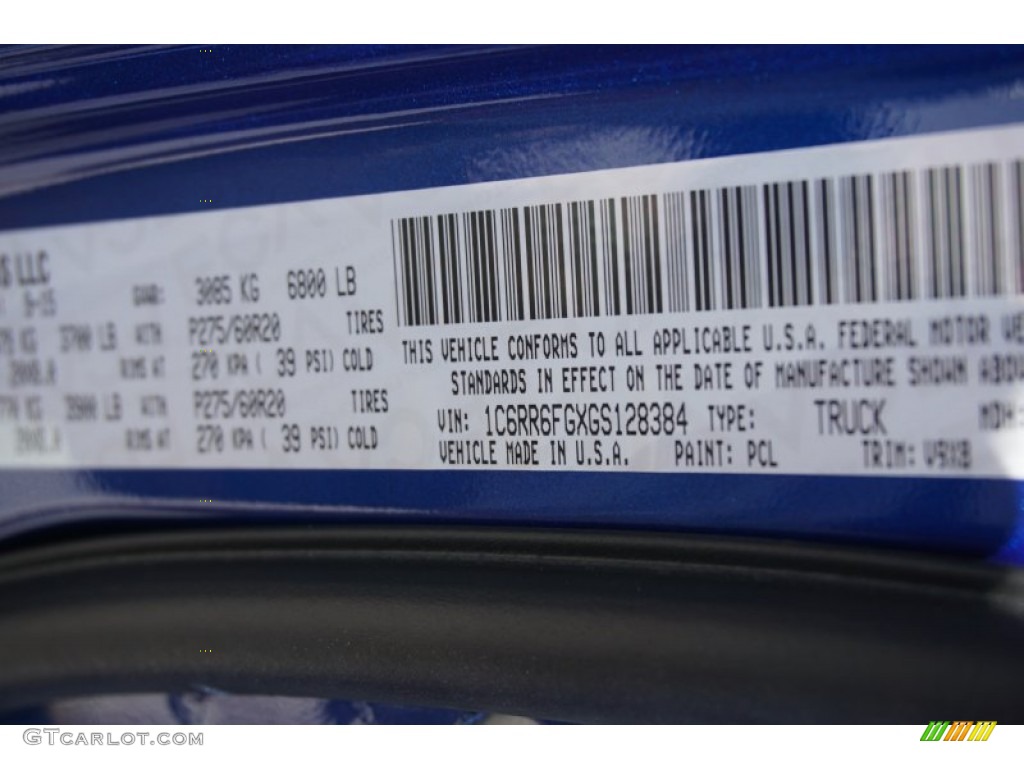 2016 1500 Color Code PCL for Blue Streak Pearl Photo #107801204