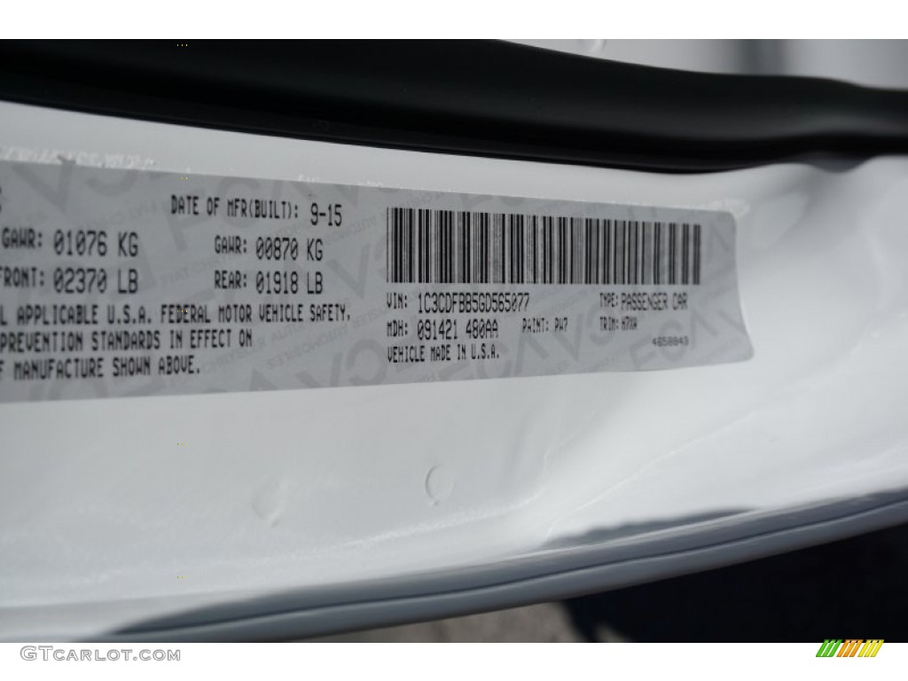 2016 Dart SXT Rallye - Bright White / Black/Light Tungsten photo #9