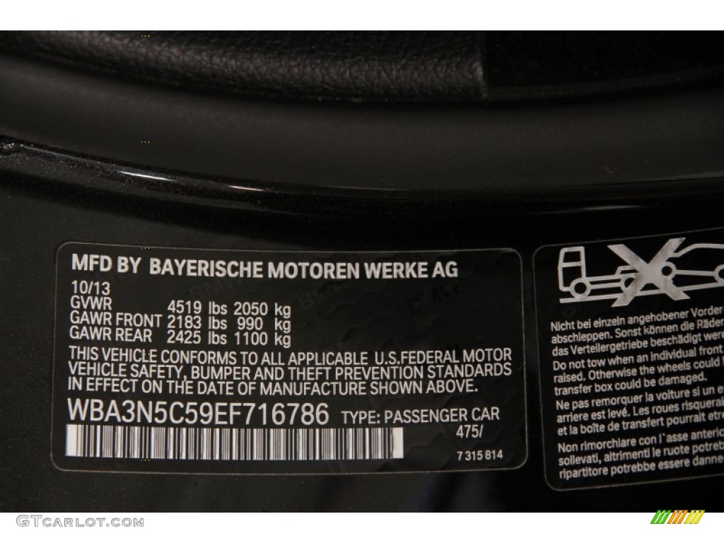 2014 4 Series Color Code 475 for Black Sapphire Metallic Photo #107807002