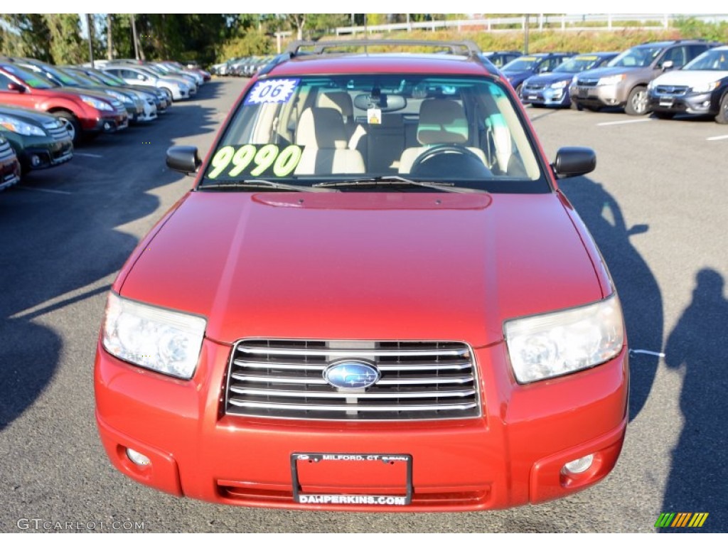 2006 Forester 2.5 X - Garnet Red Pearl / Desert Beige photo #2