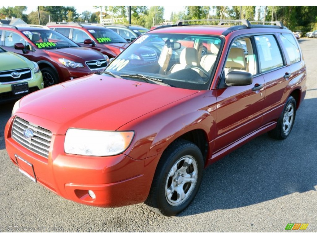2006 Forester 2.5 X - Garnet Red Pearl / Desert Beige photo #3