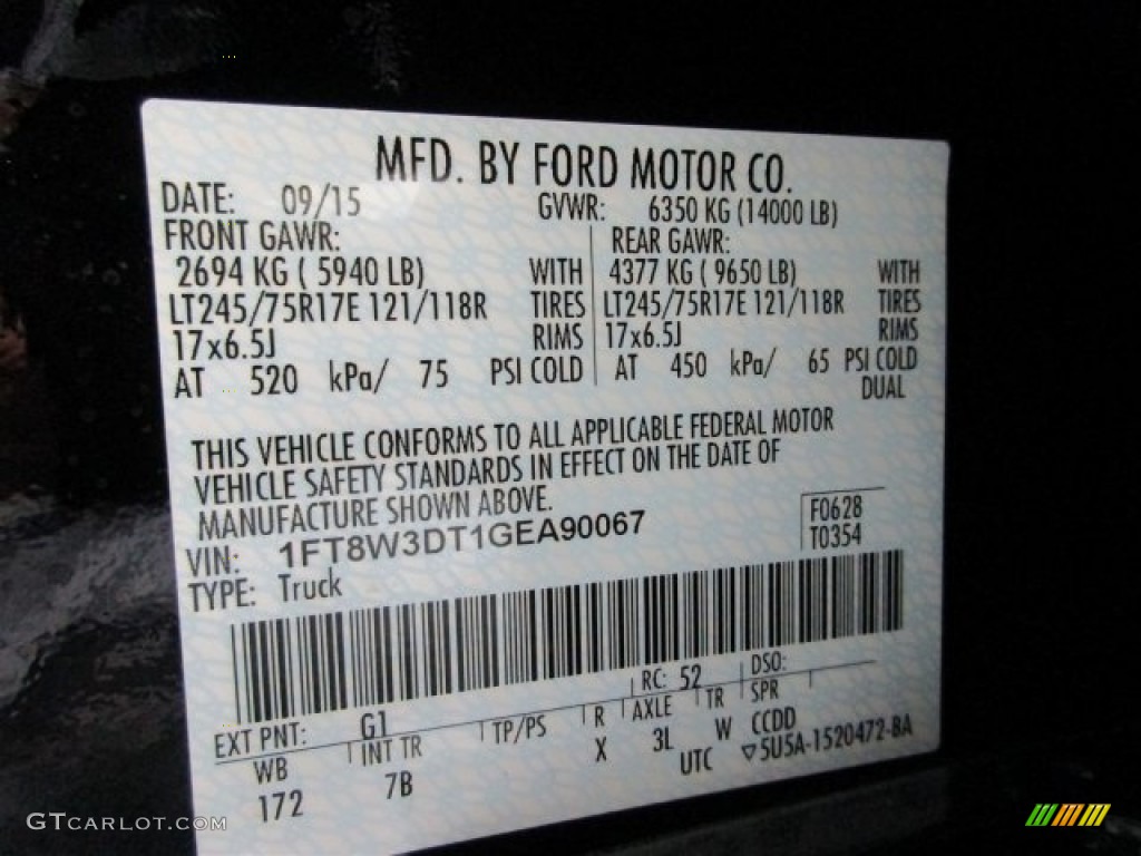 2016 Ford F350 Super Duty Platinum Crew Cab 4x4 DRW Color Code Photos