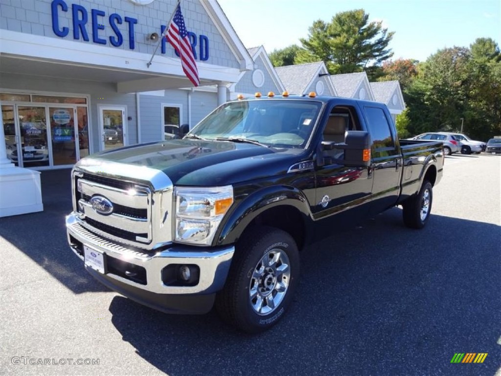 2016 F350 Super Duty Lariat Crew Cab 4x4 - Green Gem Metallic / Adobe photo #3