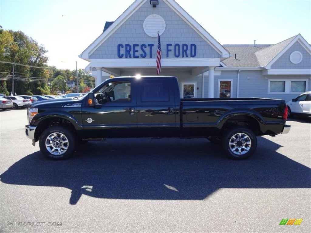 2016 F350 Super Duty Lariat Crew Cab 4x4 - Green Gem Metallic / Adobe photo #4