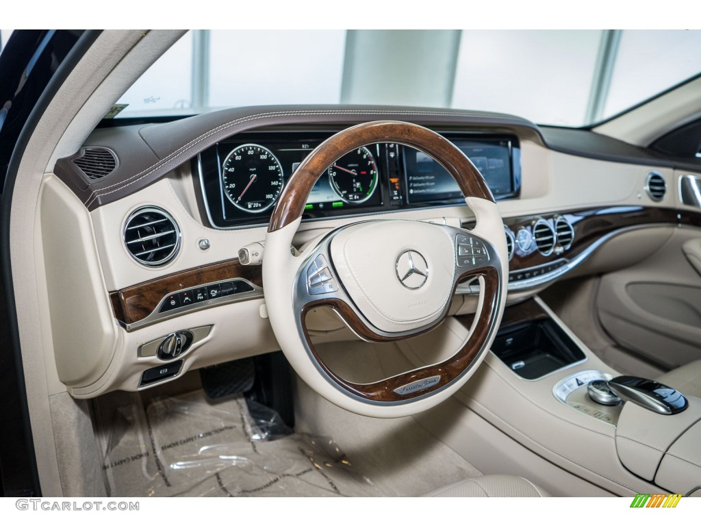 Silk Beige/Espresso Brown Interior 2015 Mercedes-Benz S 550e Plug-In Hybrid Sedan Photo #107847099