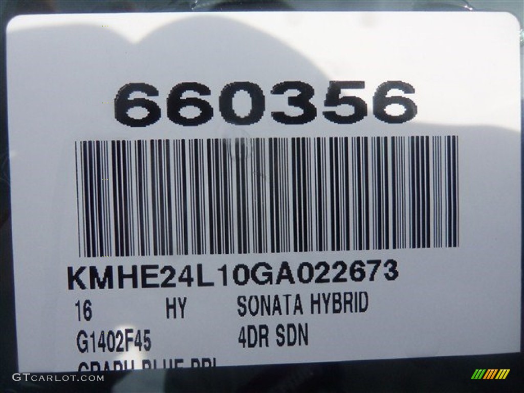 2016 Sonata Hybrid SE - Graphite Blue Pearl / Gray photo #3