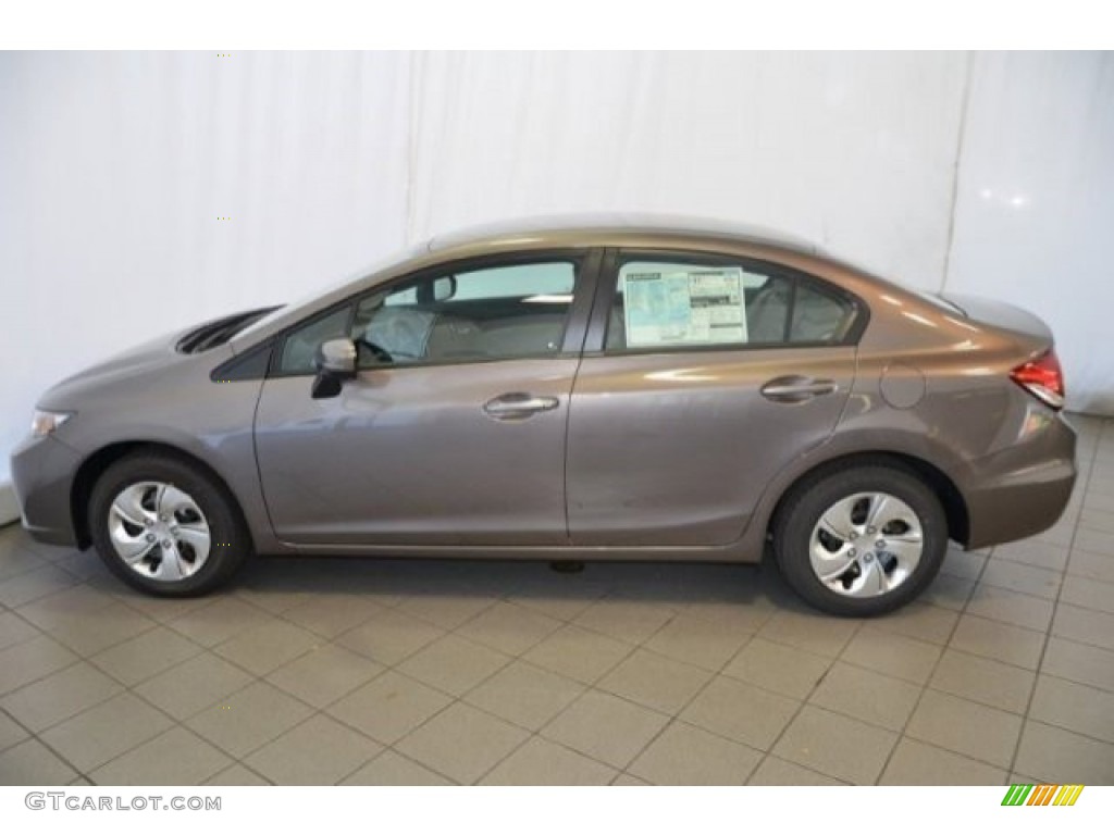 2015 Civic LX Sedan - Urban Titanium Metallic / Beige photo #4