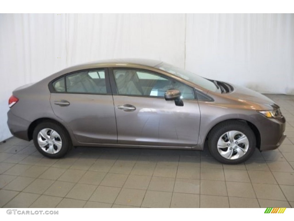 2015 Civic LX Sedan - Urban Titanium Metallic / Beige photo #7