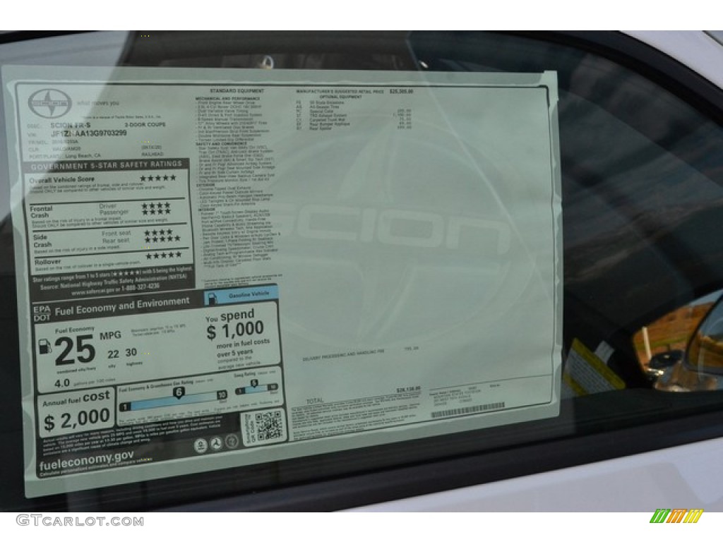 2016 Scion FR-S Coupe Window Sticker Photos