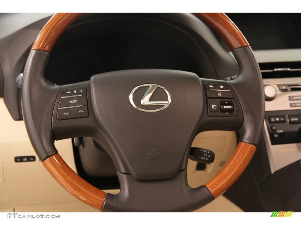 2010 Lexus RX 350 AWD Parchment/Brown Walnut Steering Wheel Photo #107863563