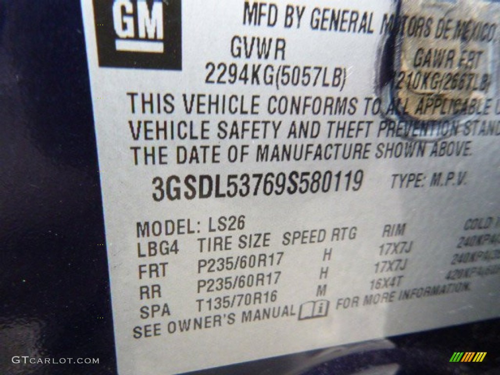 2009 VUE XR V6 AWD - Deep Blue / Tan photo #9