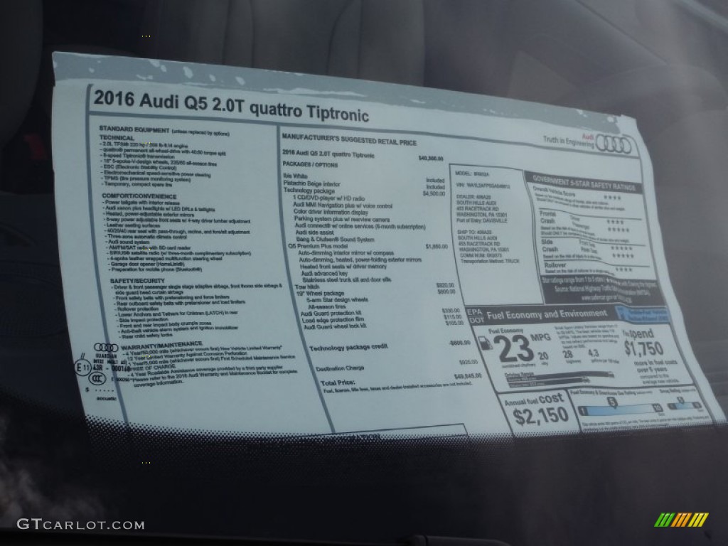 2016 Q5 2.0 TFSI Premium quattro - Ibis White / Pistachio Beige photo #10