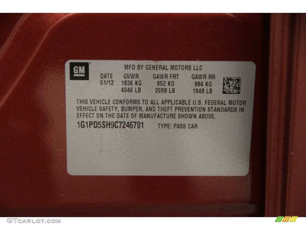 2012 Cruze LS - Autumn Red Metallic / Jet Black/Medium Titanium photo #18