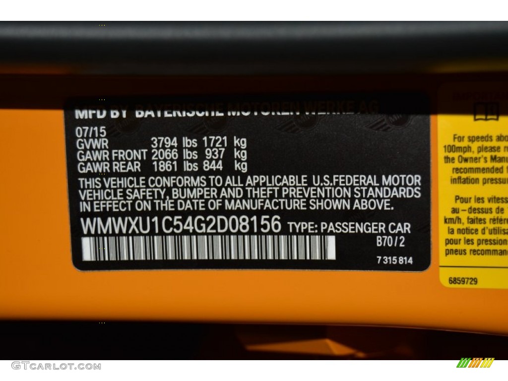 2016 Hardtop Color Code B70 for Volcanic Orange Photo #107893230