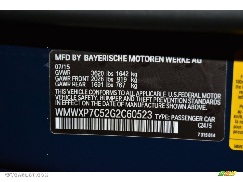 2016 Hardtop Color Code C24 for Lapisluxury Blue Metallic Photo #107894781