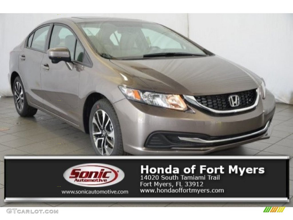 2015 Civic EX Sedan - Urban Titanium Metallic / Beige photo #1