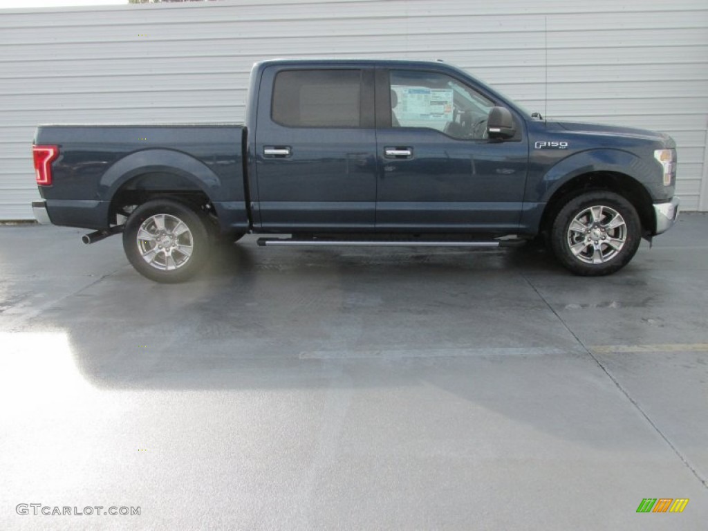 2015 F150 XLT SuperCrew - Blue Jeans Metallic / Medium Earth Gray photo #3