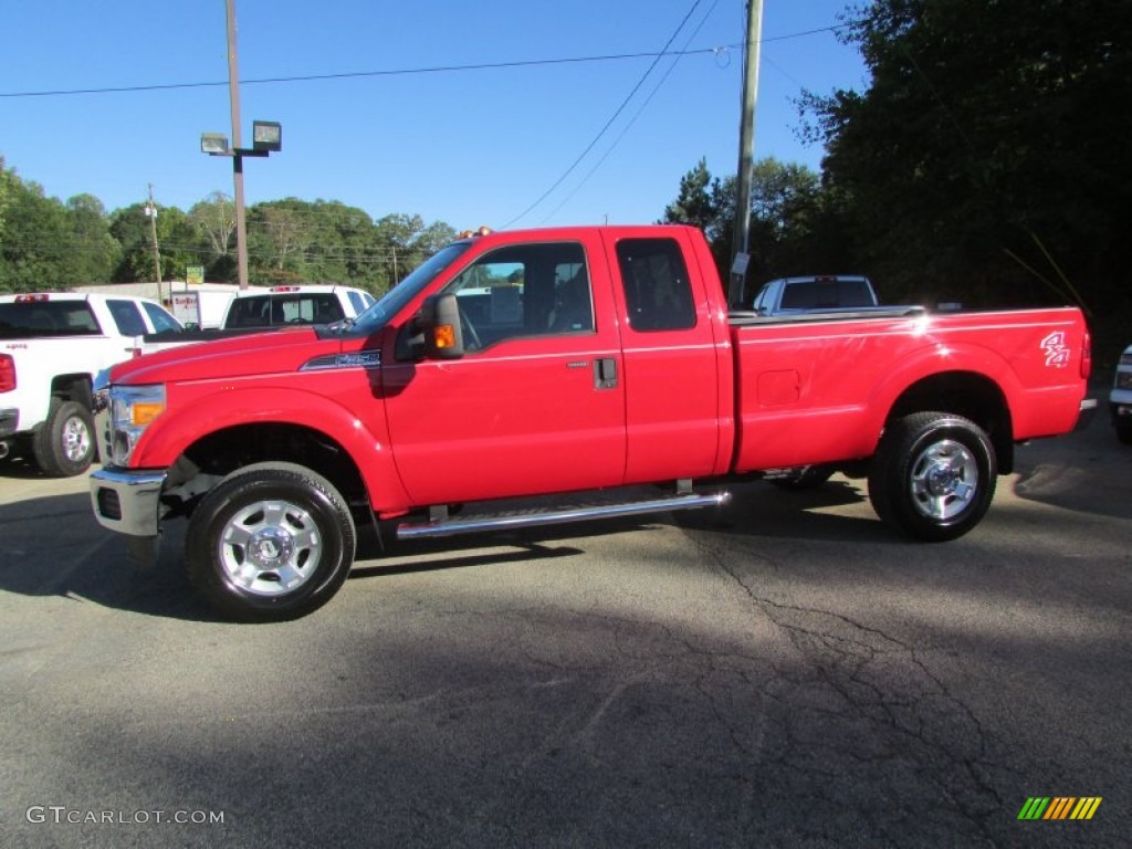 2012 F350 Super Duty XLT SuperCab 4x4 - Vermillion Red / Steel photo #3