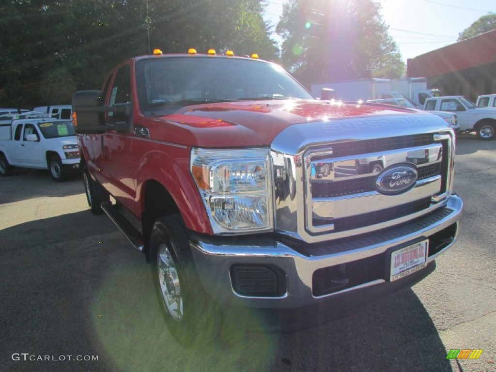 2012 F350 Super Duty XLT SuperCab 4x4 - Vermillion Red / Steel photo #5