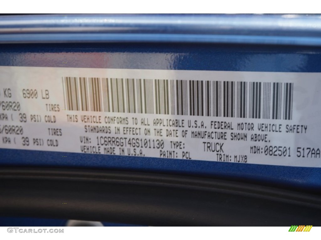 2016 1500 Color Code PCL for Blue Streak Pearl Photo #107922400
