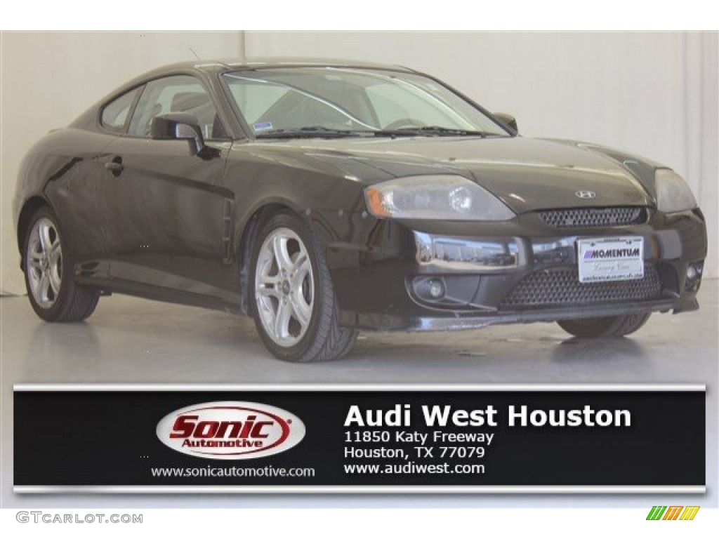 2006 Tiburon GT - Obsidian Black / Black/Red photo #1