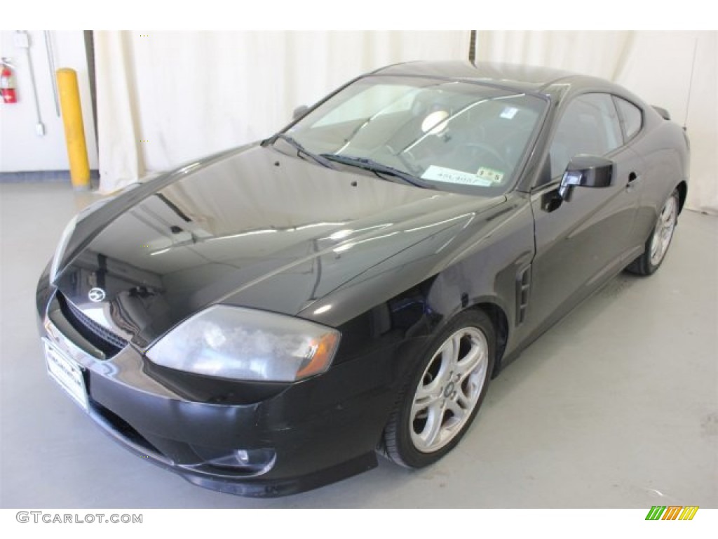 2006 Tiburon GT - Obsidian Black / Black/Red photo #3