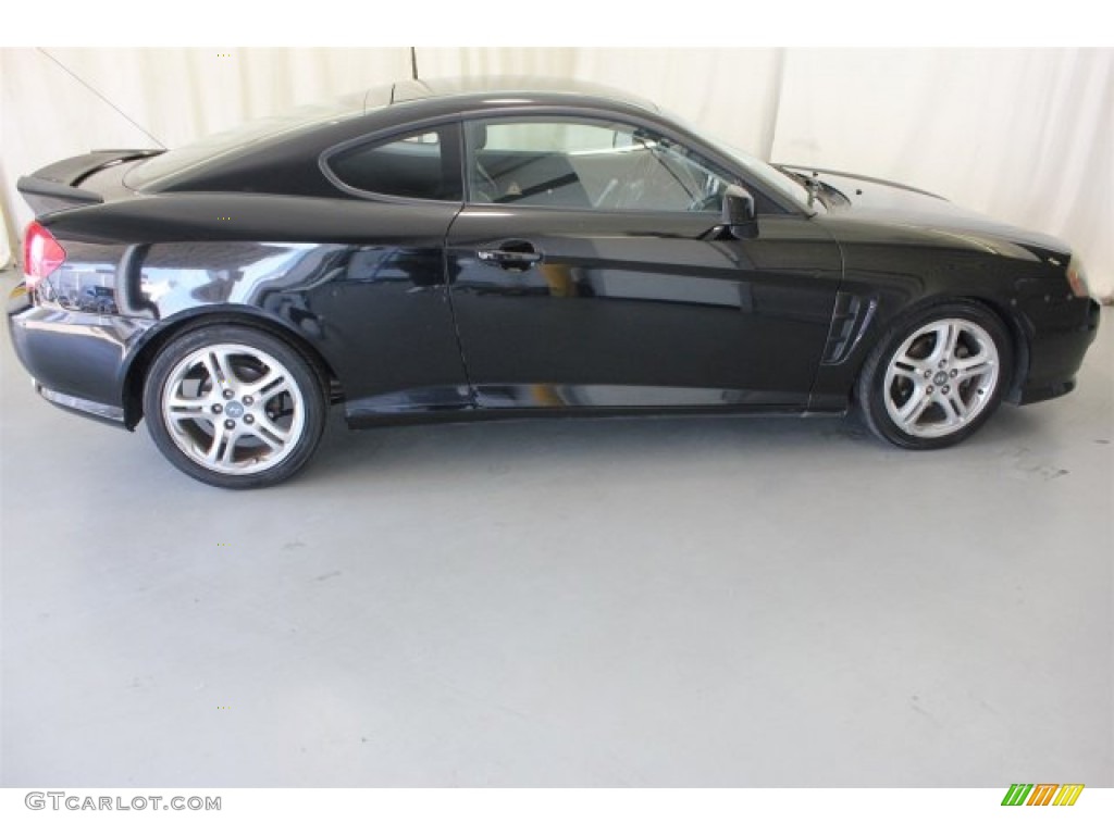2006 Tiburon GT - Obsidian Black / Black/Red photo #8