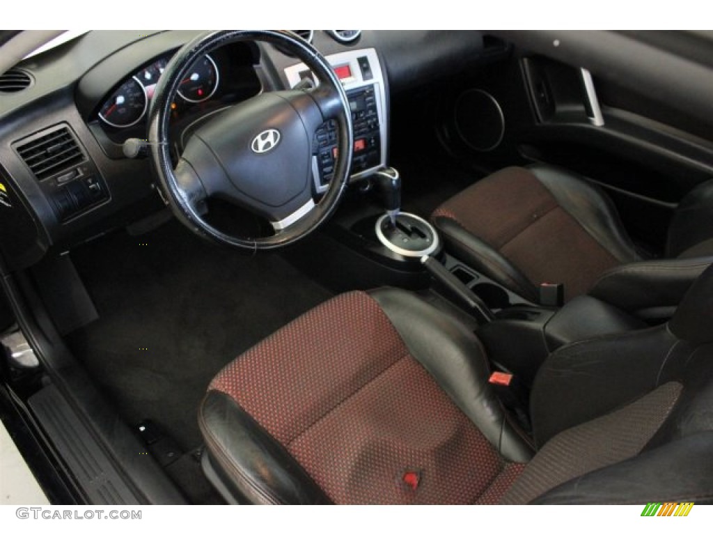 2006 Tiburon GT - Obsidian Black / Black/Red photo #10