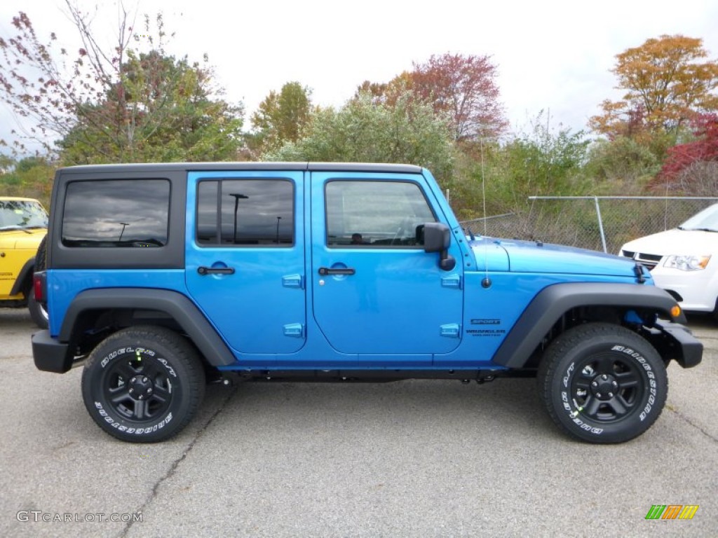 2016 Wrangler Unlimited Sport 4x4 - Hydro Blue Pearl / Black photo #8