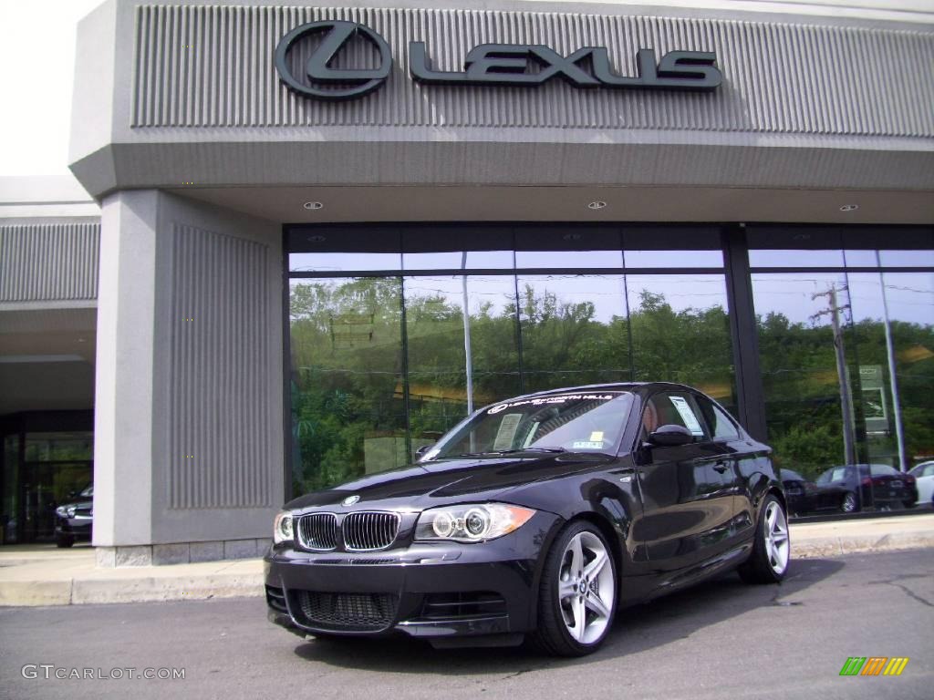 2008 1 Series 135i Coupe - Black Sapphire Metallic / Coral Red photo #1