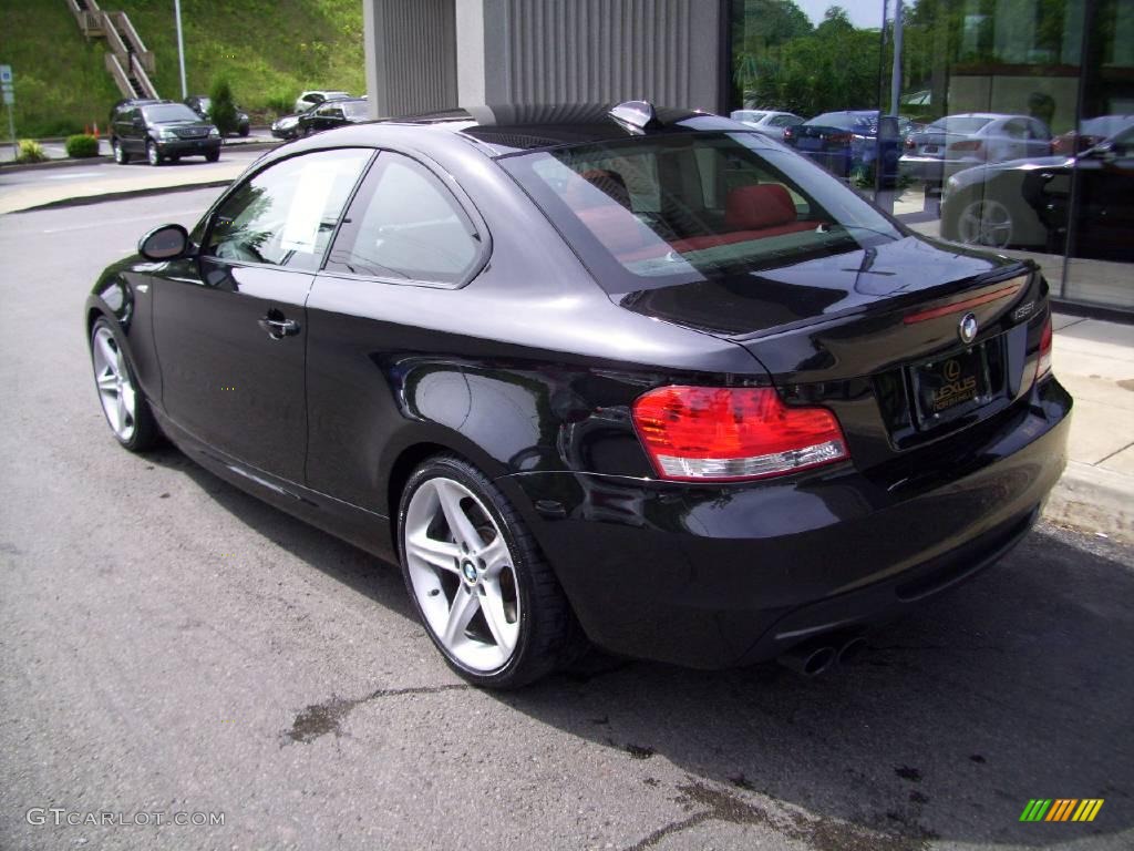 2008 1 Series 135i Coupe - Black Sapphire Metallic / Coral Red photo #3