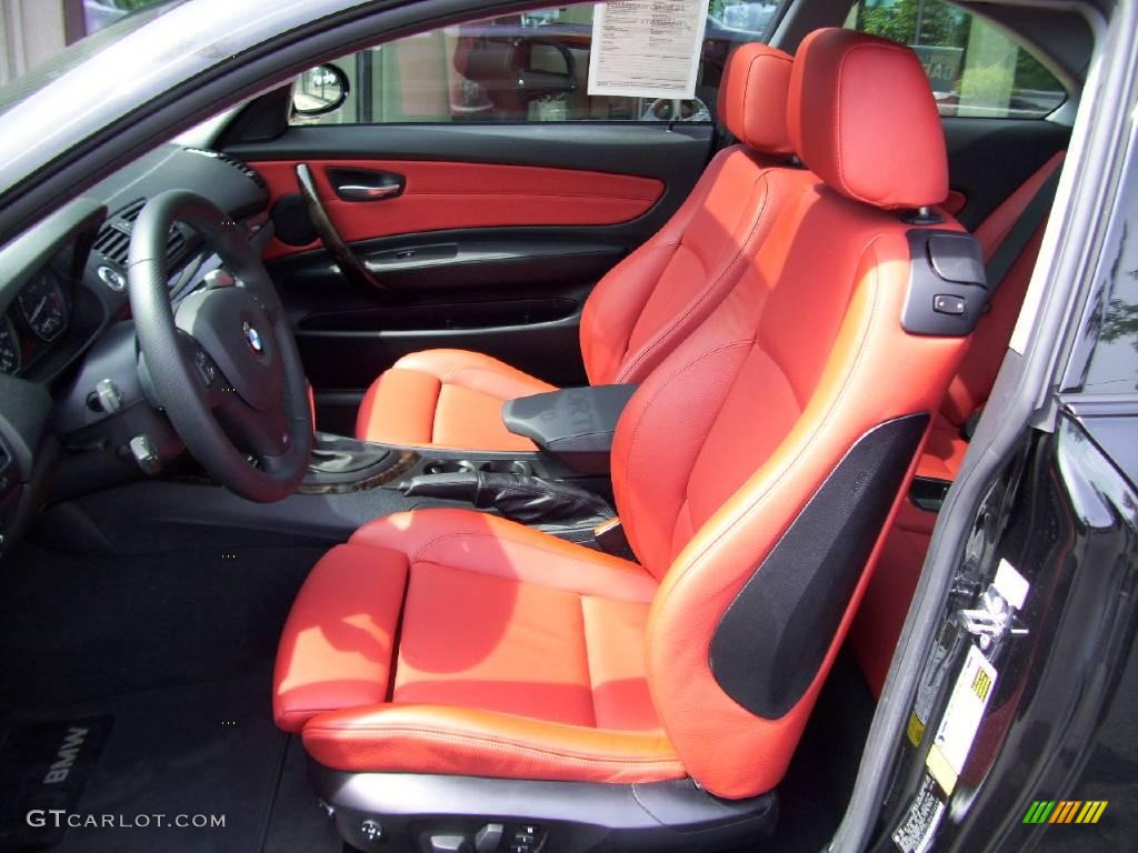 2008 1 Series 135i Coupe - Black Sapphire Metallic / Coral Red photo #9