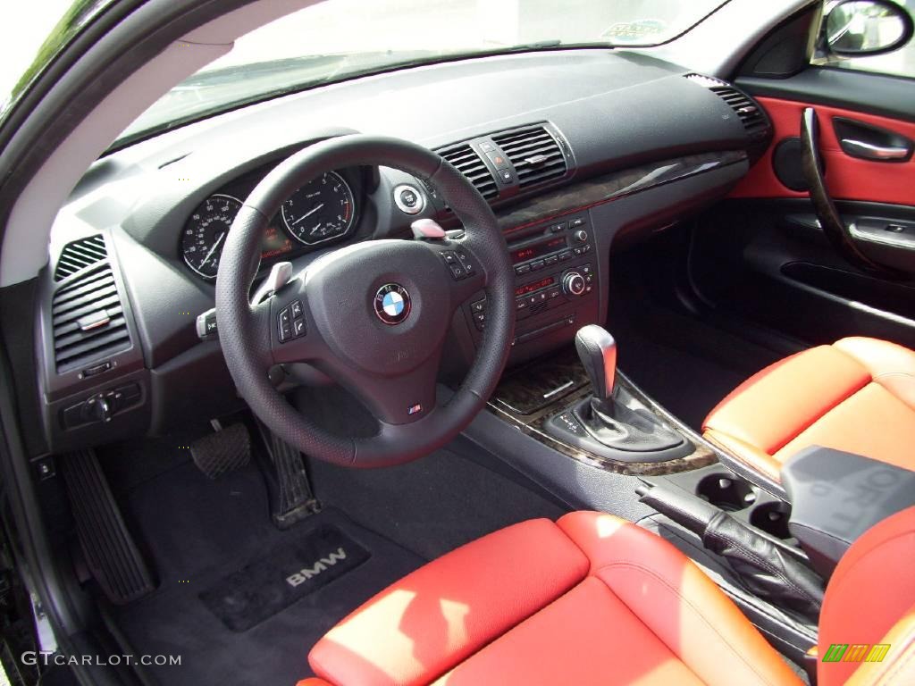 2008 1 Series 135i Coupe - Black Sapphire Metallic / Coral Red photo #11