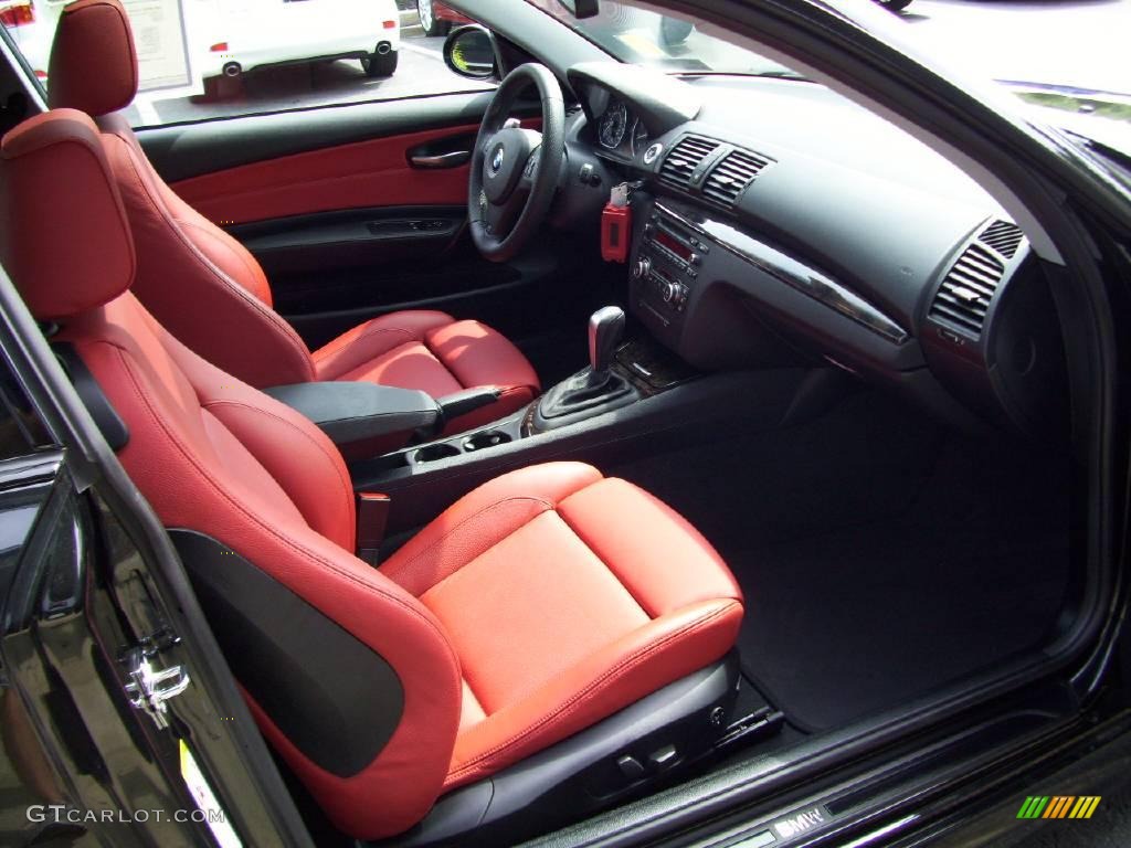 2008 1 Series 135i Coupe - Black Sapphire Metallic / Coral Red photo #17