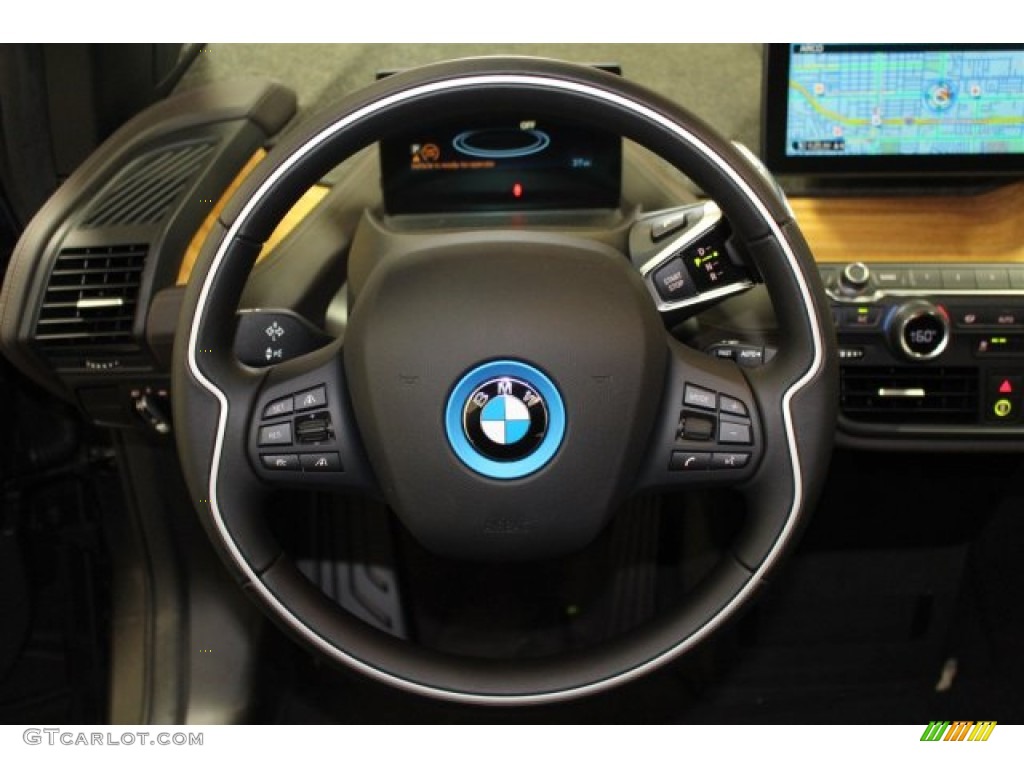 2015 BMW i3 Standard i3 Model Tera Dalbergia Brown Full Natural Leather Steering Wheel Photo #107941903