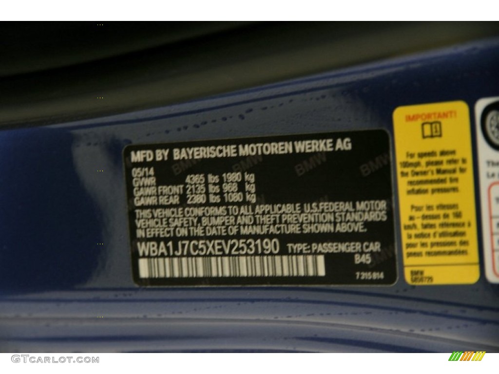 2014 M235i Color Code B45 for Estoril Blue Metallic Photo #107945278